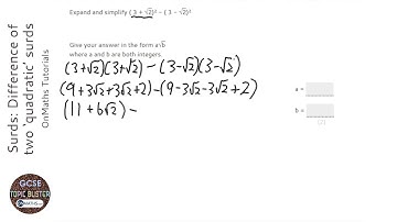 Surds: Difference of two ‘quadratic’ surds (Grade 8) - OnMaths GCSE Maths Revision
