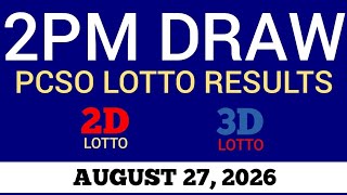 Lotto Result Today 2pm Draw August 27, 2026 Swertres Ez2 PCSO Live Result