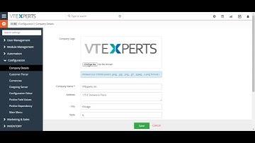 VTiger 7 Company Details
