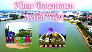 Muar Downtown Royal Town River Estuary Day Night Drone Aerial View Johor 柔佛麻坡市中心无人机拍摄