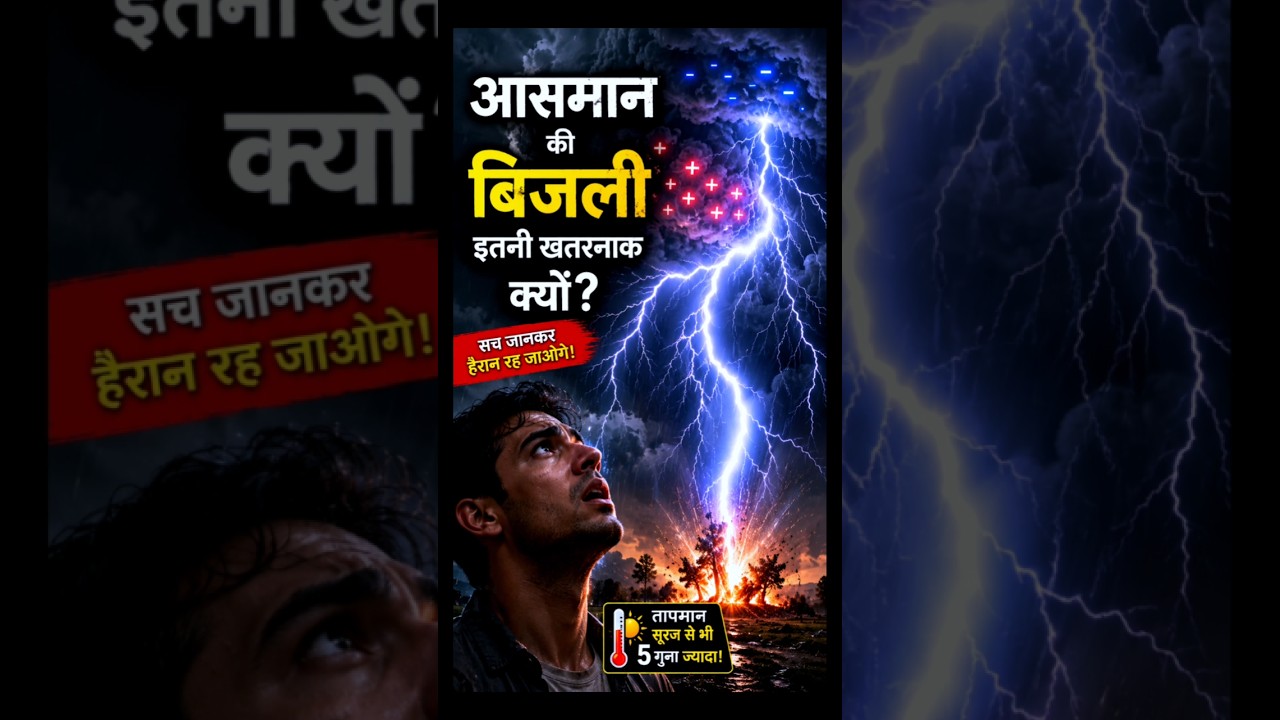 आसमान में बिजली क्यों गिरती है? ⚡ Dangerous Truth Explained!#shorts #light