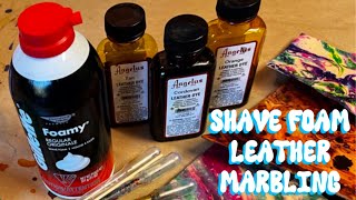 Marble leather quick and on the cheap.......using SHAVE FOAM!