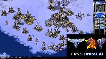 Red Alert 2 1 vs 5 Brutal AI: Siberian Wastes