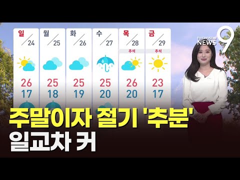 [날씨] 주말이자 절기 '추분' 일교차 커…전국 내륙 안개
