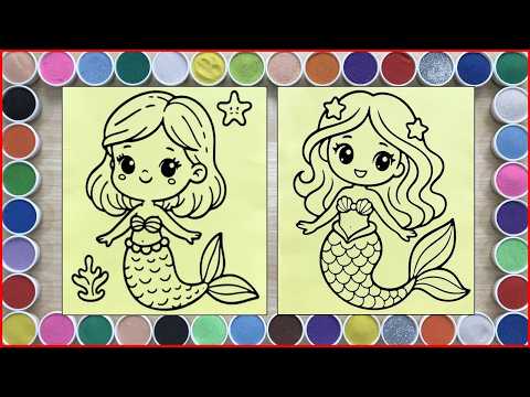 Colored sand painting cute rainbow mermaid so cute