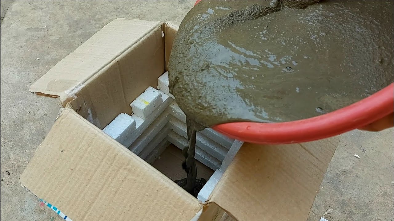 Casting a cement pot at home with Thermocol DIY cement pot very