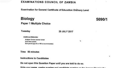 Biology paper 1 2017 gce ECZ