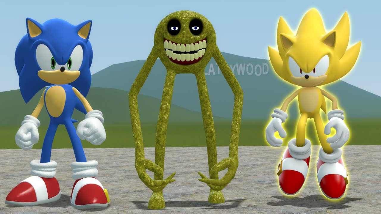 Sonic против Super Sonic против Roblox Innyume Smiley, стилизованный Nextbot в Garry's Mod!