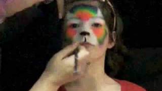 Rainbow cake Tiger face painting. Chrys: www.CTFaceArt.com