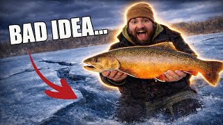 Catching GIANT Brook Trout Through DANGEROUSLY Thin Ice!