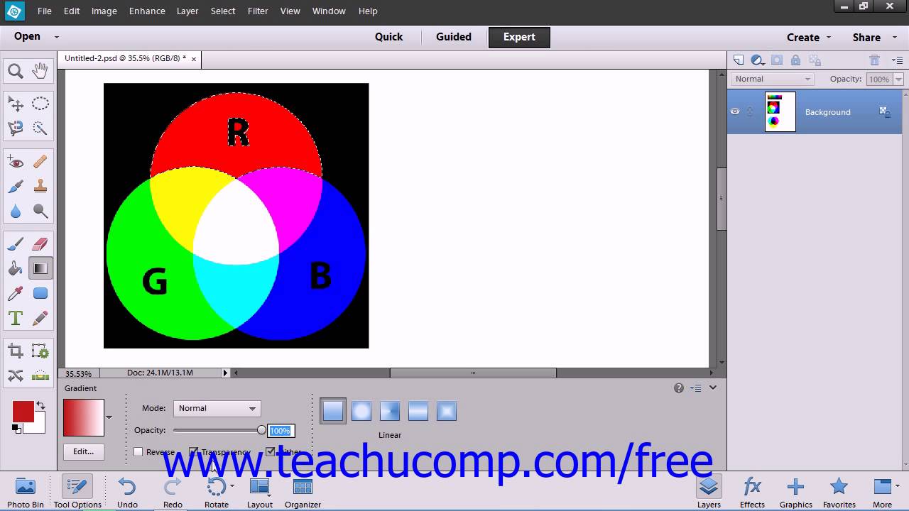 Photoshop Elements 12 Tutorial Using the Gradient Tool Adobe Training ...
