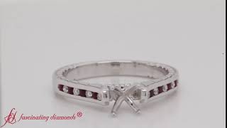 Cathedral Semi Mount Engagement Ring With Ruby In 14K White Gold-FDENS3220R Wealth