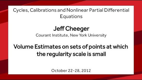 Volume Estimates on sets of points at which the regularity scale is small - Jeff Cheeger