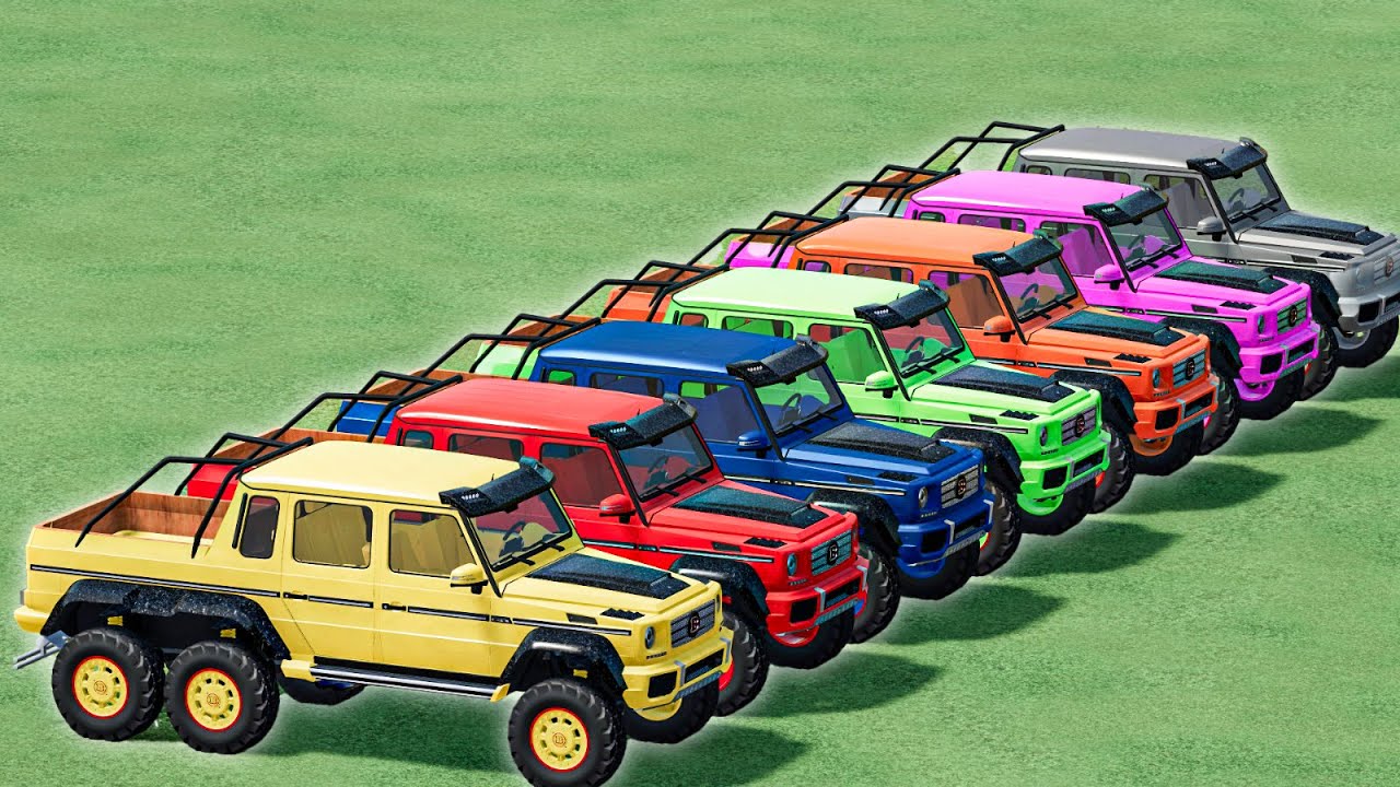 Animation mit Farben  Wie wurden MERCEDES BRABUS 6X6 auf einem zweistöckigen Anhänger transportiert?