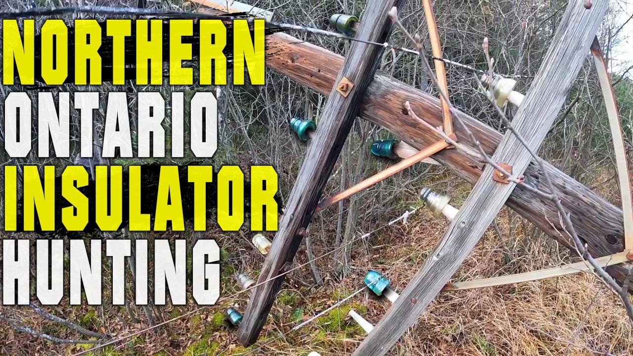 Поваленные телеграфные столбы, нагруженные изоляторами | Insulator Hunting Northern Ontario
