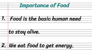 10 Lines on Importance of Food in English || Essay on Importance of Food