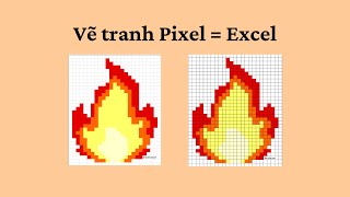 Drawing Simple Flame Pixels In Excel | ThaoThao Art