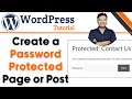 How to Create Password Protected Page and Post In WordPress | WordPress Tutorial