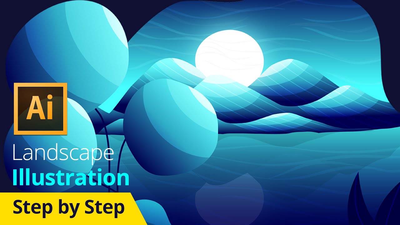 landscape illustration tutorial | illustrator landscape design tutorial ...