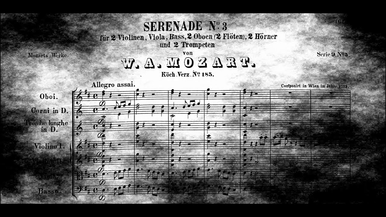W. A. Mozart - SERENADE No. 3 in D Major, K. 185 / 167a, "Antretter" (With Score/Sheet)