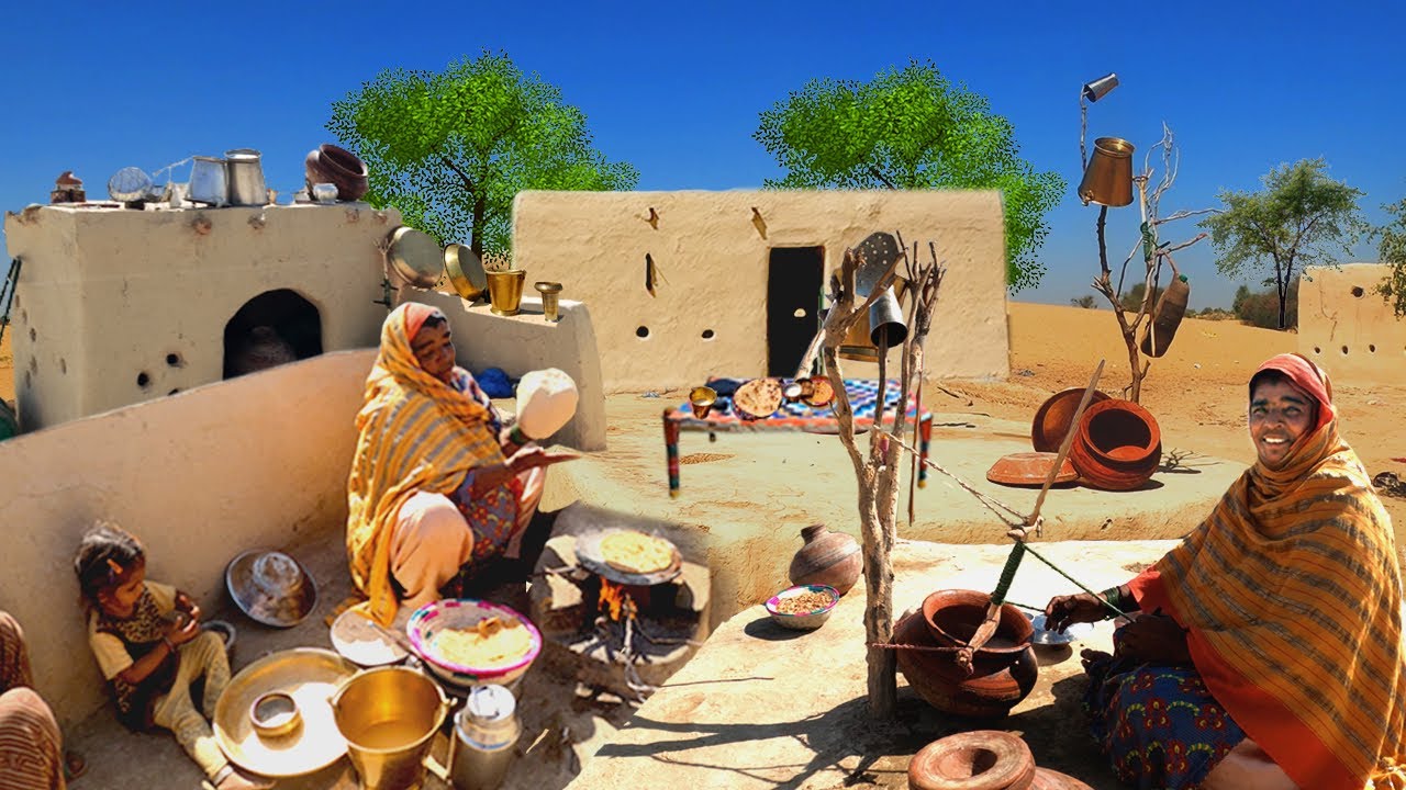 Rare recipe " Sangri" cooked by desert women in morning | Old Traditional life Punjab village
