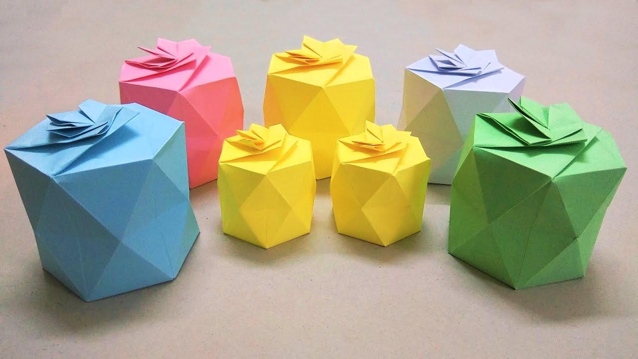 Cách gấp hộp quà hình lục giác - Origami box gift - Gấp Giấy ...