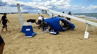 Gyroplane crash landing on Stockton Beach Magni Orion