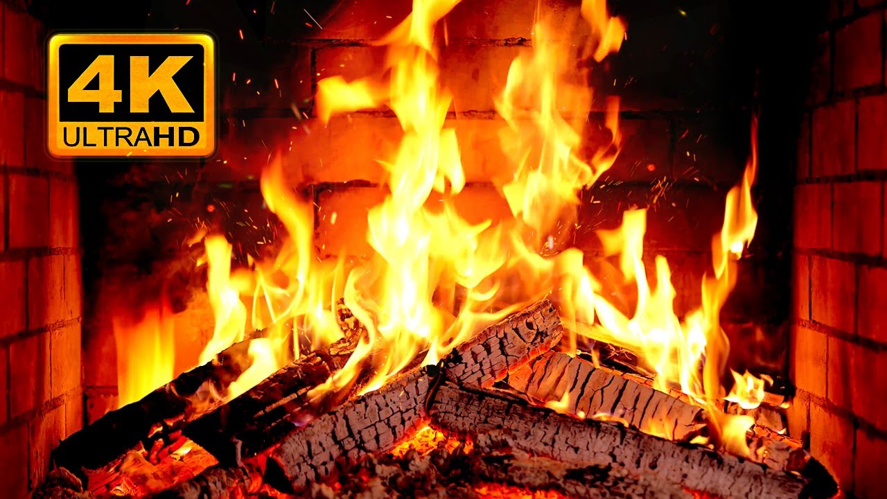 FIREPLACE 4K 🔥 Fireplace video with Burning Logs & Fire Sounds ...