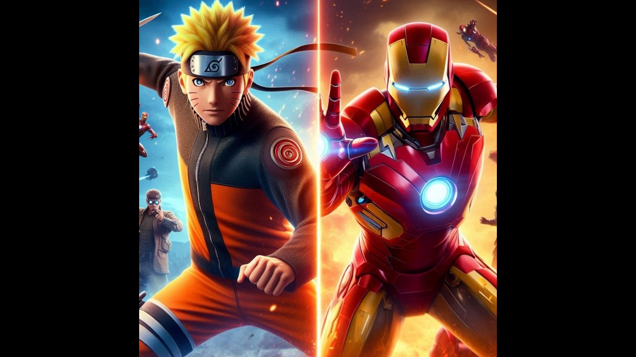 Naruto and iron man and Marvel Avengers fight 
