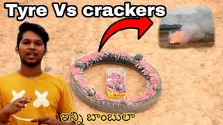 Crackers Vs Tyre || teluguexperiments || crazyexperiment ||