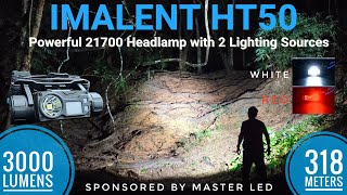 IMALENT HT50 - Powerful 21700 Headlamp with 2 Lighting Sources, 3000 lm, 318 meters