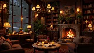 March Rainy Café Ambience ☕ Soft Jazz Piano & Cozy Fireplace for Focus & Relax screenshot 4