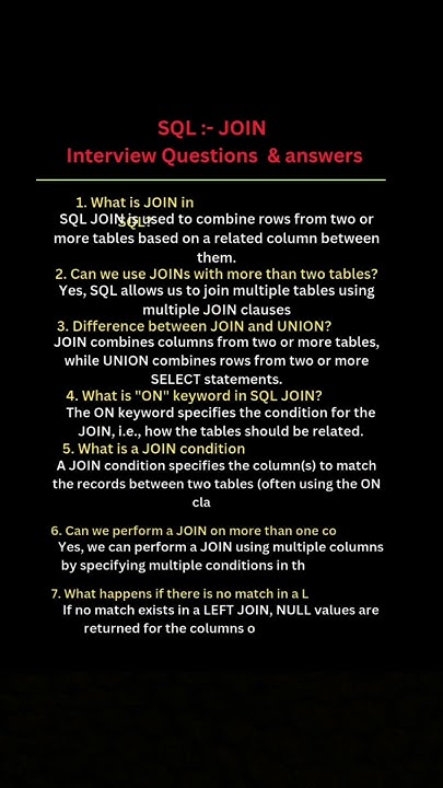 SQL - Joins Interview Questions and Answer.. #coding #programming # ...