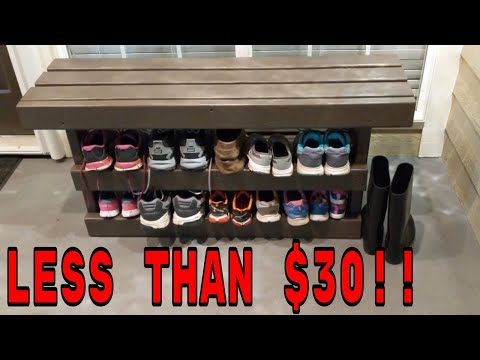 HOW TO MAKE A NICE FRONT PORCH BENCH with Shoe Rack FOR UNDER $30