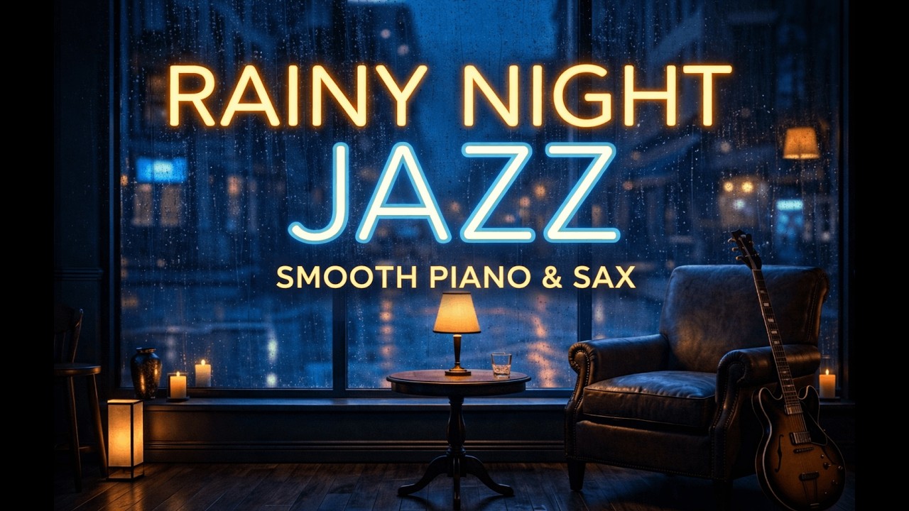 Rainy Night Jazz – Smooth Piano & Sax | Relaxing Late Night Café Ambience