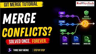 Git Branch Merge Tutorial | Three Way Merge Workflow Every Developer Must Know| Hands on|Red9SysTech