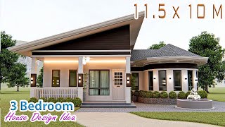 HOUSE DESIGN IDEA | 11.5 X 10 Meters | 3 Bedroom Pinoy House