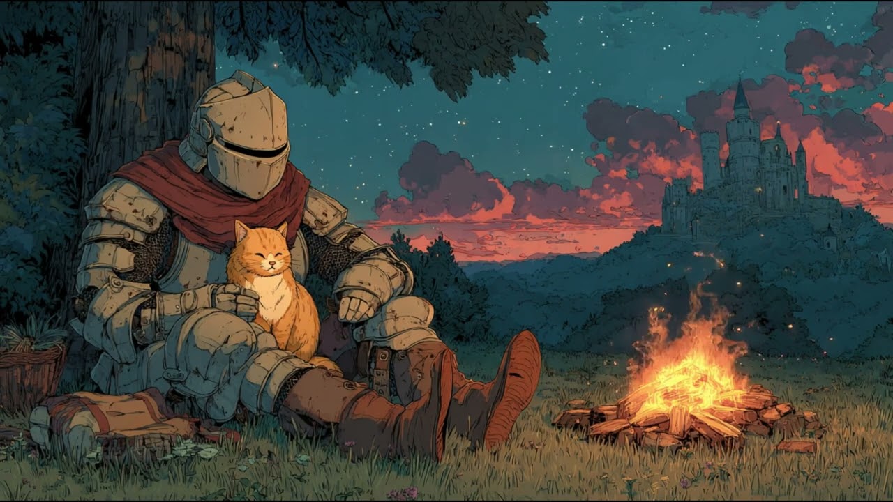 Peaceful Medieval Campfire Ambience – Calm Fantasy Music for Focus, Study & Relax