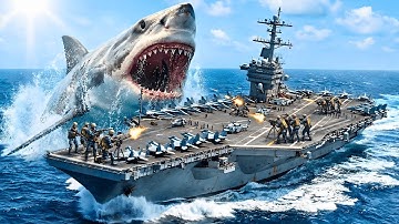 GIANT MEGALODON ATTACKS AIRCRAFT CARRIER - They Called Air Force  For Help