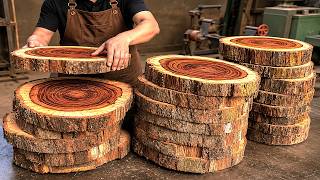 From Raw Tree Logs to a Luxury Dining Table – Incredible Woodworking Transformation!