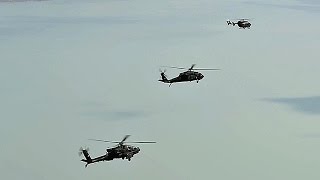Utah Army Guard UH-72, UH-60, AH-64 Formation Flight