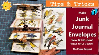 TIPS & TRICKS to Make Pretty Envelopes from Field Guides in Junk Journals! The Paper Outpost ! :)