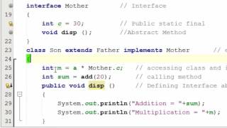 131. Multiple Inheritance using Interface in Java Programming (Hindi)