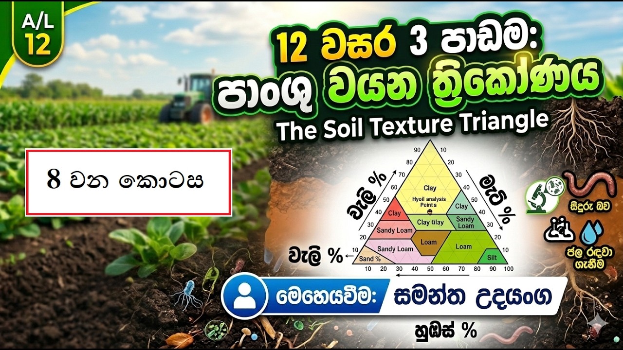 කෘෂි විද්‍යාව | පස පාඩම – පාංශු වයන ත්‍රිකෝණය ( 8 වන කොටස ) (Soil Texture Triangle) ඉගෙන ගනිමු