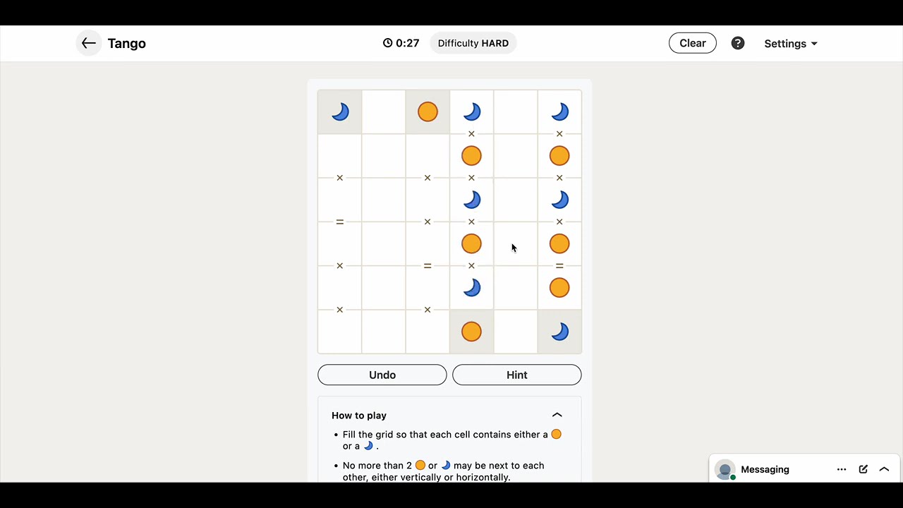 LinkedIn Tango #235 Today's Answer