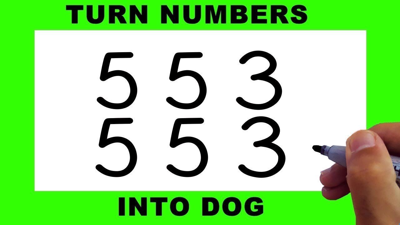 Very Easy How To Turn Numbers 553 Into A Dog For Kids Step By Step Youtube