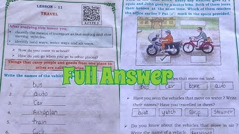|| 2nd STD EVS|| lesson -11 Travel|| full answer