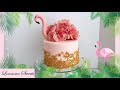 FLAMINGO CAKE (tutorial on making chic pink, gold flamingo birthday/ bachelorette cake with flowers)