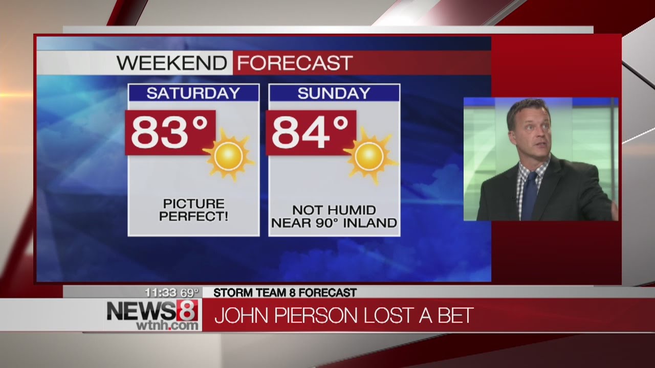 John Pierson loses NBA Finals bet, does the weather YouTube