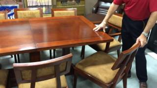 Mid century modern style dining table and chairs solid wood and suede